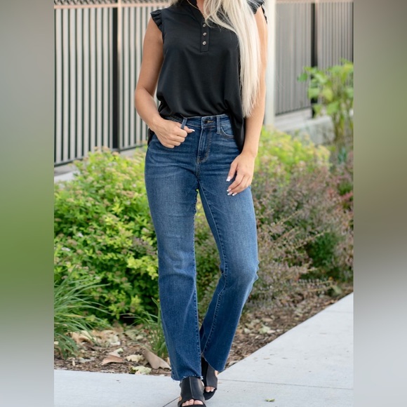 NWT JUDY BLUE Mid Rise Bootcut Dark Wash Non Distressed Jeans - Picture 10 of 15